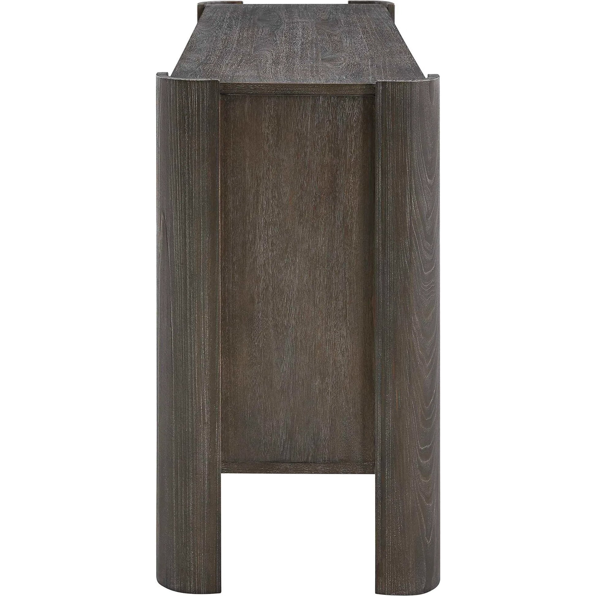Drury 2 Door Cabinet by Uttermost in black and dark. Made from acacia solid, poplar solid wood, acacia veneered board, mdf, solid iron handles in a unique style.