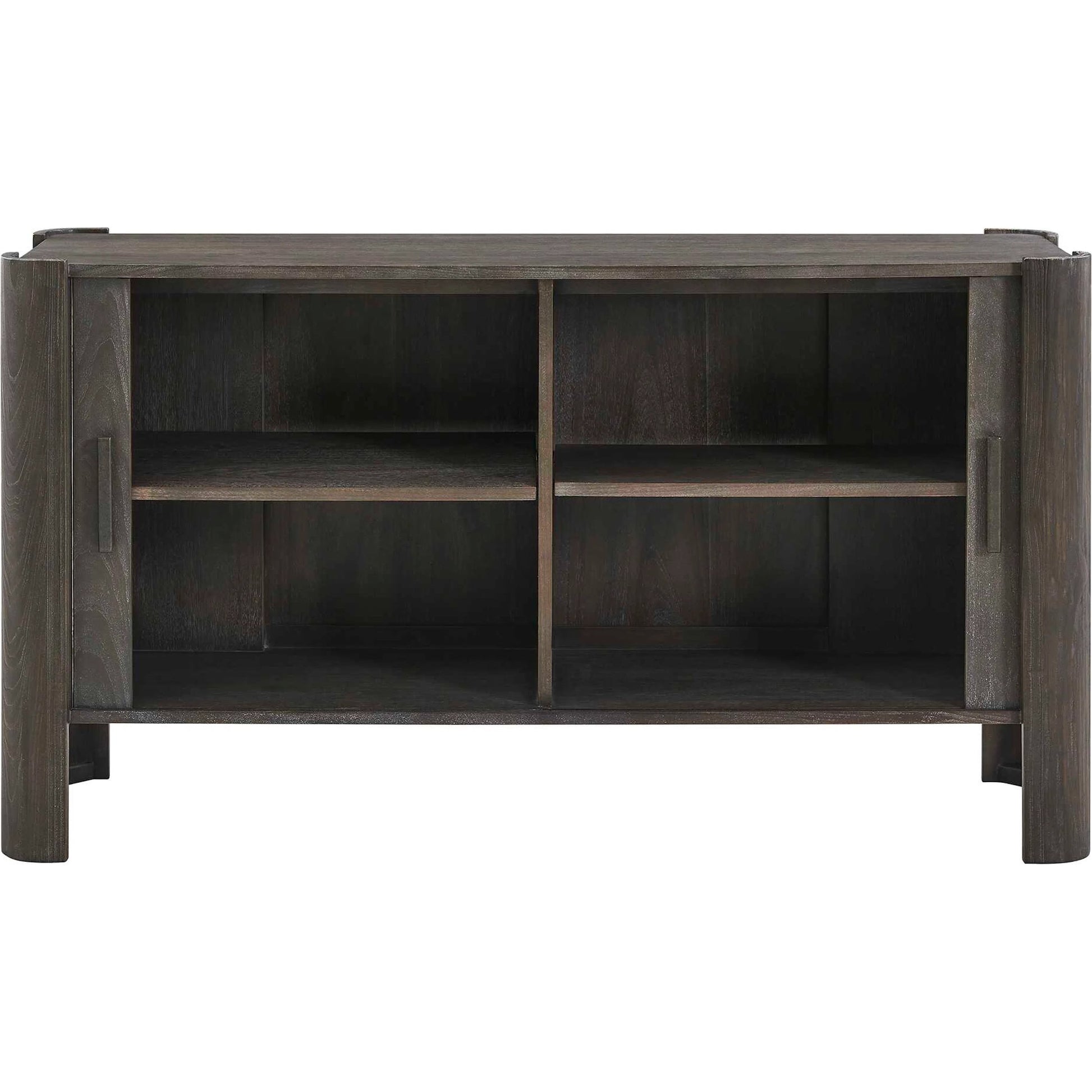 Drury 2 Door Cabinet by Uttermost in black and dark. Made from acacia solid, poplar solid wood, acacia veneered board, mdf, solid iron handles in a unique style.