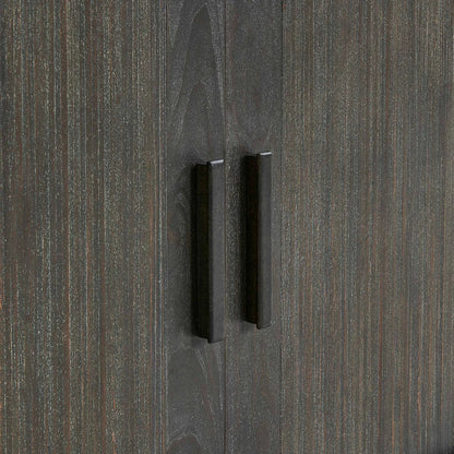 Drury 2 Door Cabinet by Uttermost in black and dark. Made from acacia solid, poplar solid wood, acacia veneered board, mdf, solid iron handles in a unique style.