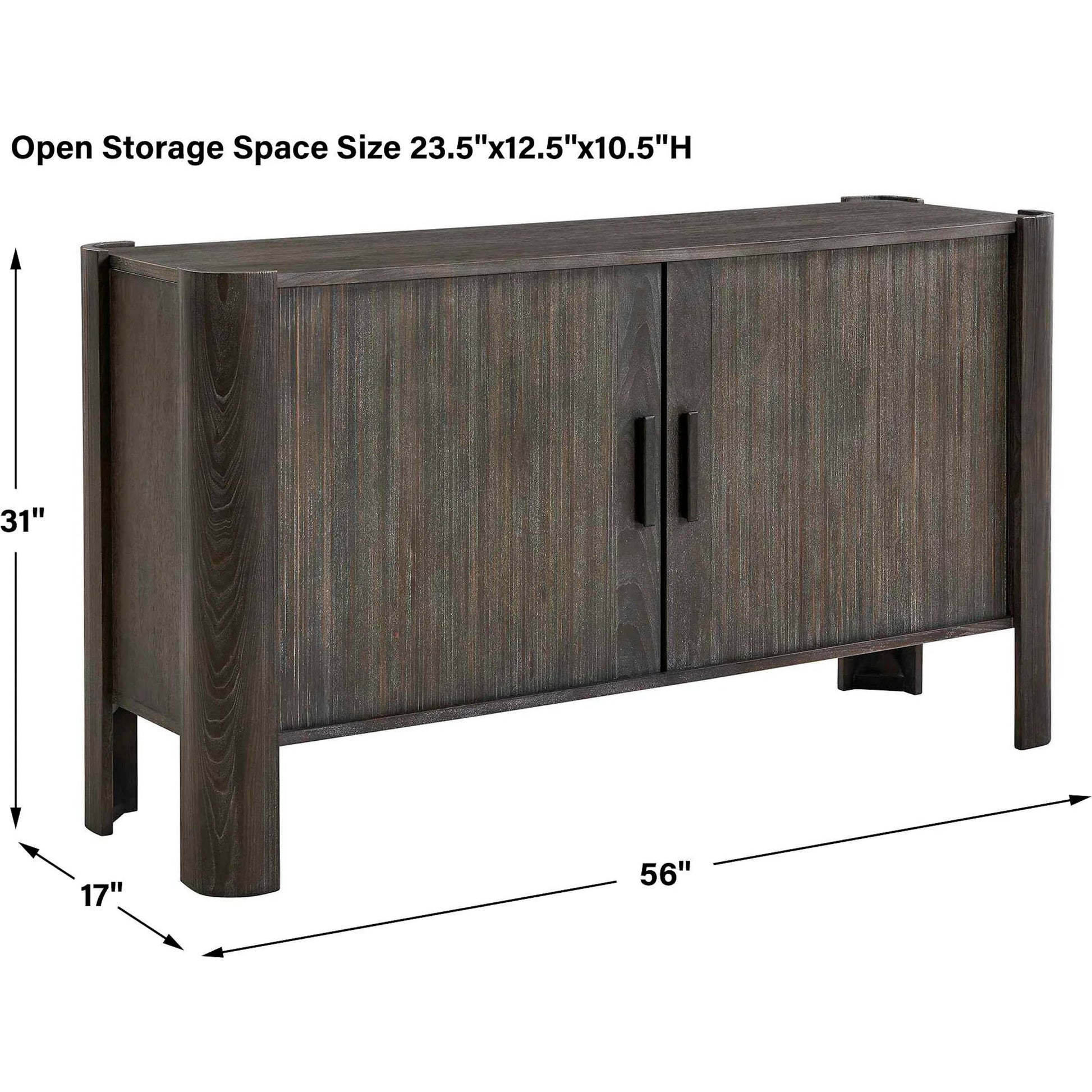 Drury 2 Door Cabinet by Uttermost in black and dark. Made from acacia solid, poplar solid wood, acacia veneered board, mdf, solid iron handles in a unique style.