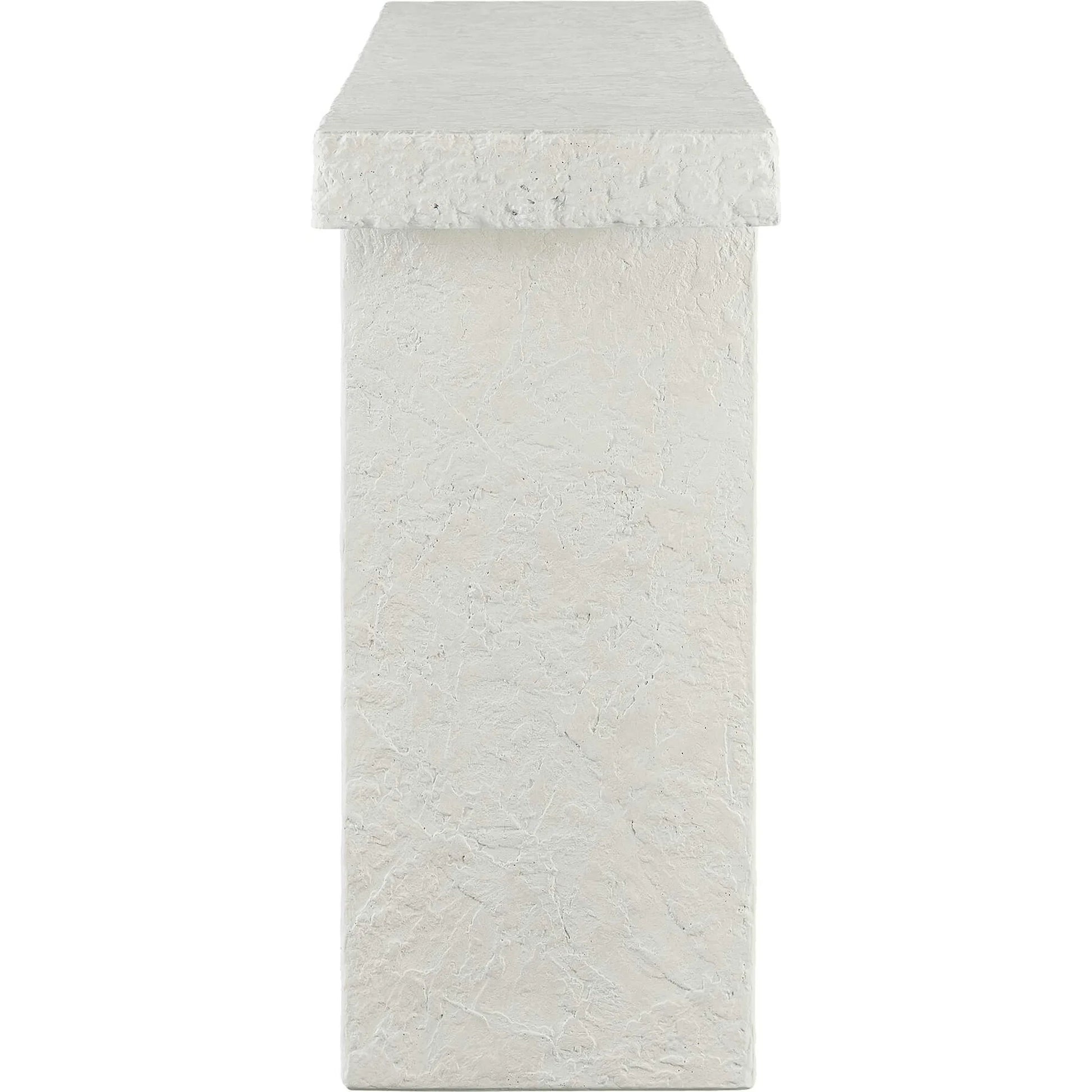 Hagan Indoor/Outdoor Limestone Console Table by Uttermost in white and concrete. Made from grc- glass fibre reinforced concrete in a unique style.