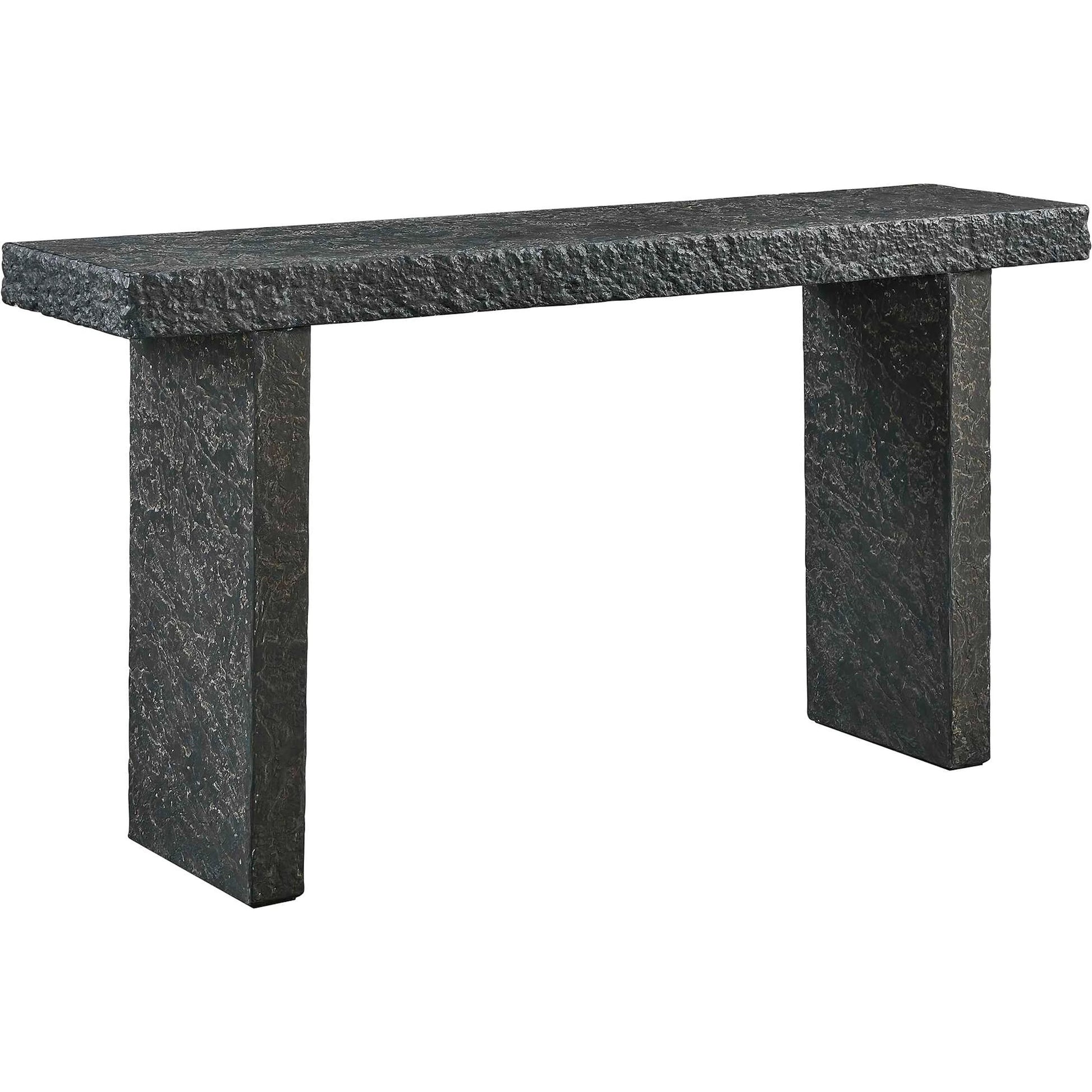 Hagan Indoor/Outdoor Slate Console Table by Uttermost in black, brown and concrete. Made from grc- glass fibre reinforced concrete in a modern style.