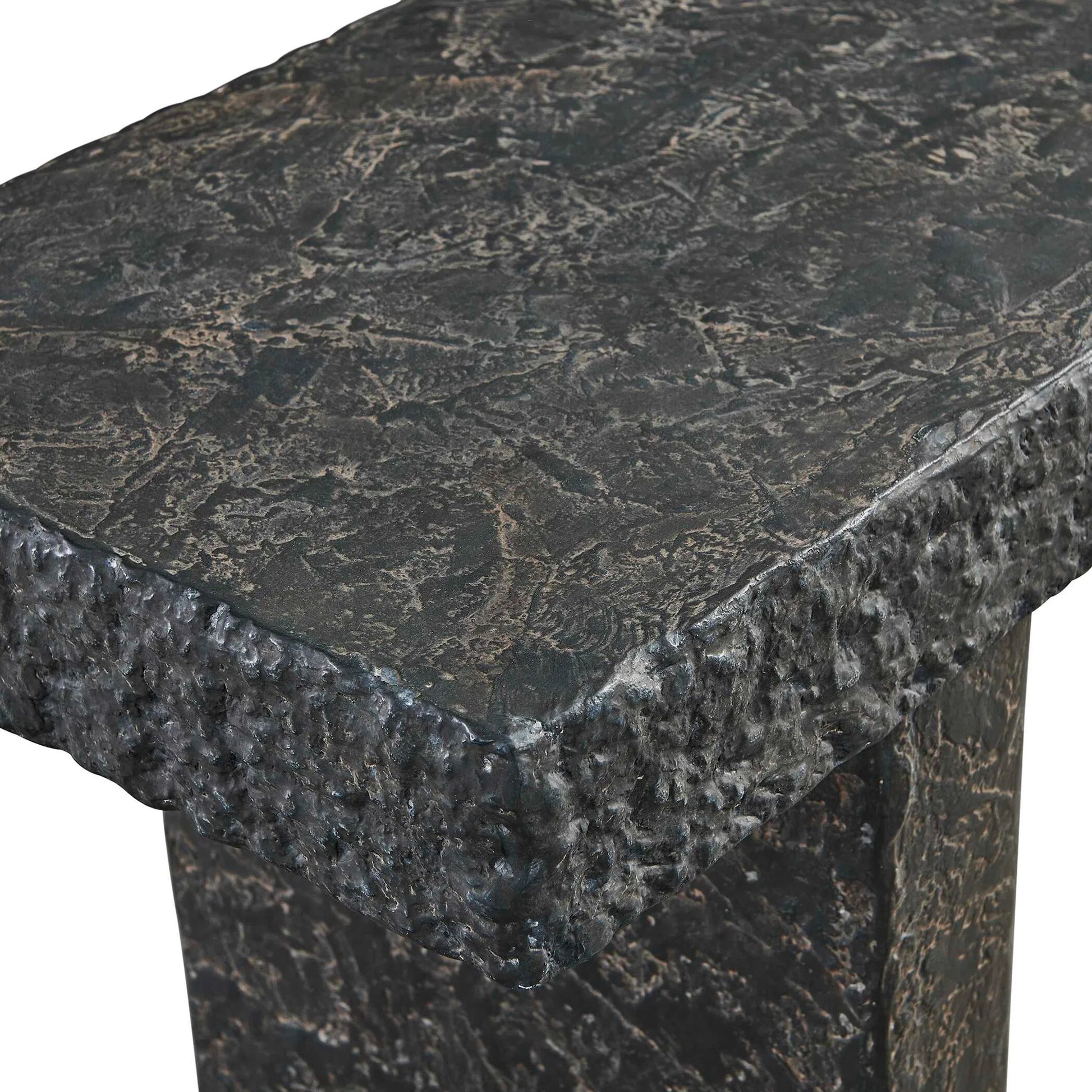 Hagan Indoor/Outdoor Slate Console Table by Uttermost in black, brown and concrete. Made from grc- glass fibre reinforced concrete in a modern style.