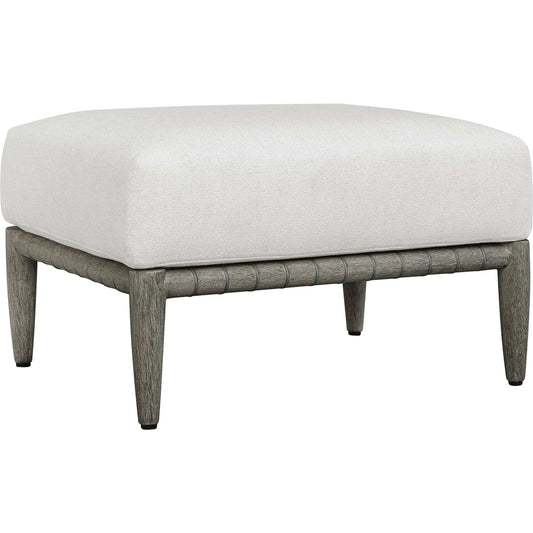 Borneo Outdoor Ottoman by Uttermost in oyster. Made from mahogani wood, fabric crescent cloud dancer in a unique style.