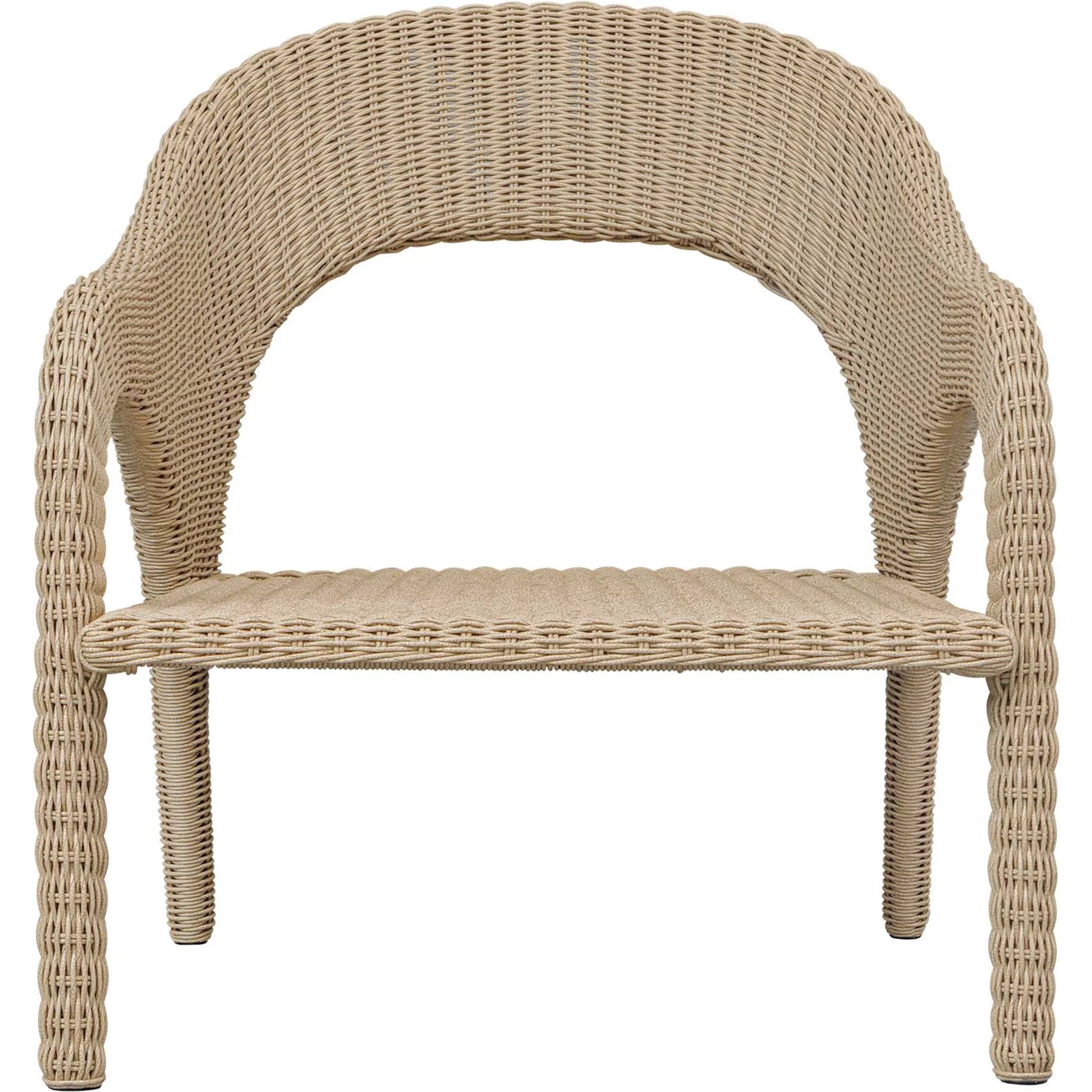 Kavali Outdoor Wicker Lounge Chair by Uttermost in white and natural honey. Made from wicker twist 3mm riviera, fabric crescent cloud dancer in a unique style.