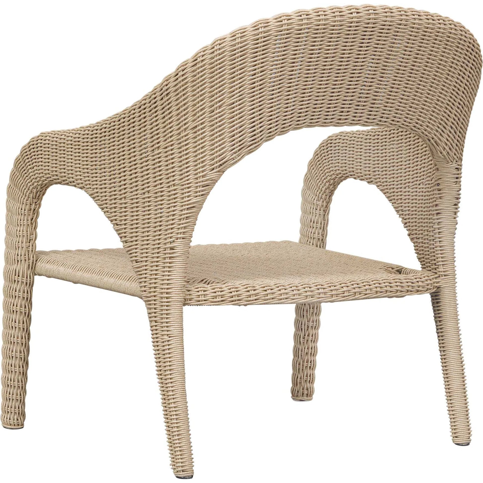 Kavali Outdoor Wicker Lounge Chair by Uttermost in white and natural honey. Made from wicker twist 3mm riviera, fabric crescent cloud dancer in a unique style.