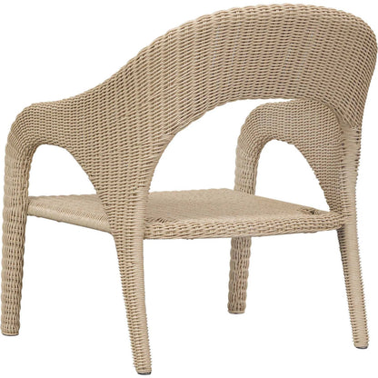 Kavali Outdoor Wicker Lounge Chair by Uttermost in white and natural honey. Made from wicker twist 3mm riviera, fabric crescent cloud dancer in a unique style.