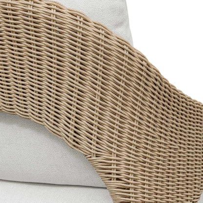 Kavali Outdoor Wicker Lounge Chair by Uttermost in white and natural honey. Made from wicker twist 3mm riviera, fabric crescent cloud dancer in a unique style.