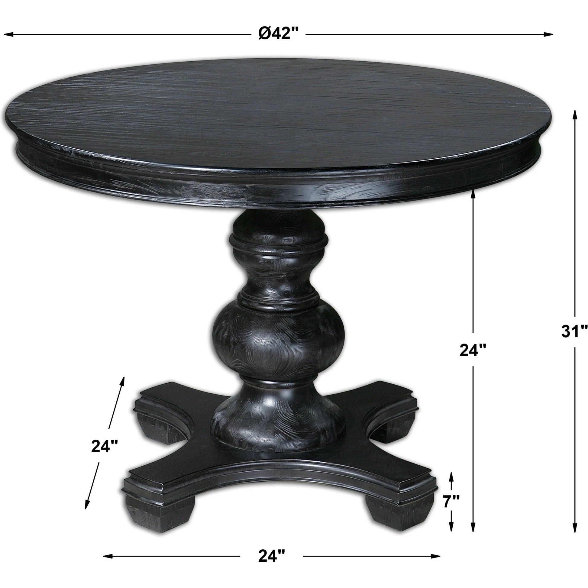 Brynmore Round Table by Uttermost. Made from wood, mdf, pu leather in a cottage & farmhouse style.