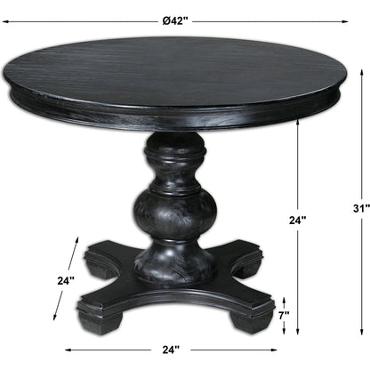 Brynmore Round Table by Uttermost. Made from wood, mdf, pu leather in a cottage & farmhouse style.