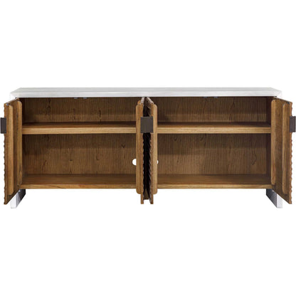 Brinson Carved 4 Door Cabinet by Uttermost in white, woodtone and dark. Made from mdf mindi veneer, mindi wood in a unique style.