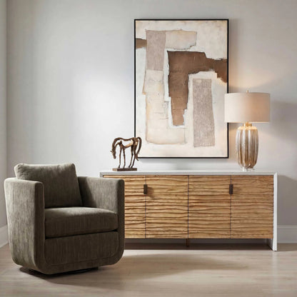 Brinson Carved 4 Door Cabinet by Uttermost in white, woodtone and dark. Made from mdf mindi veneer, mindi wood in a unique style.