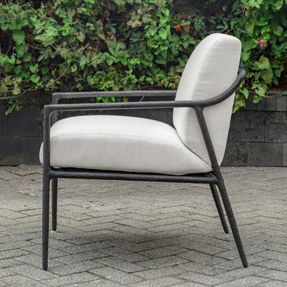 Thayer Outdoor Upholstered Lounge Chair by Uttermost in oyster. Made from metal aluminum, fabric crescent cloud dancercloud dancer in a unique style.