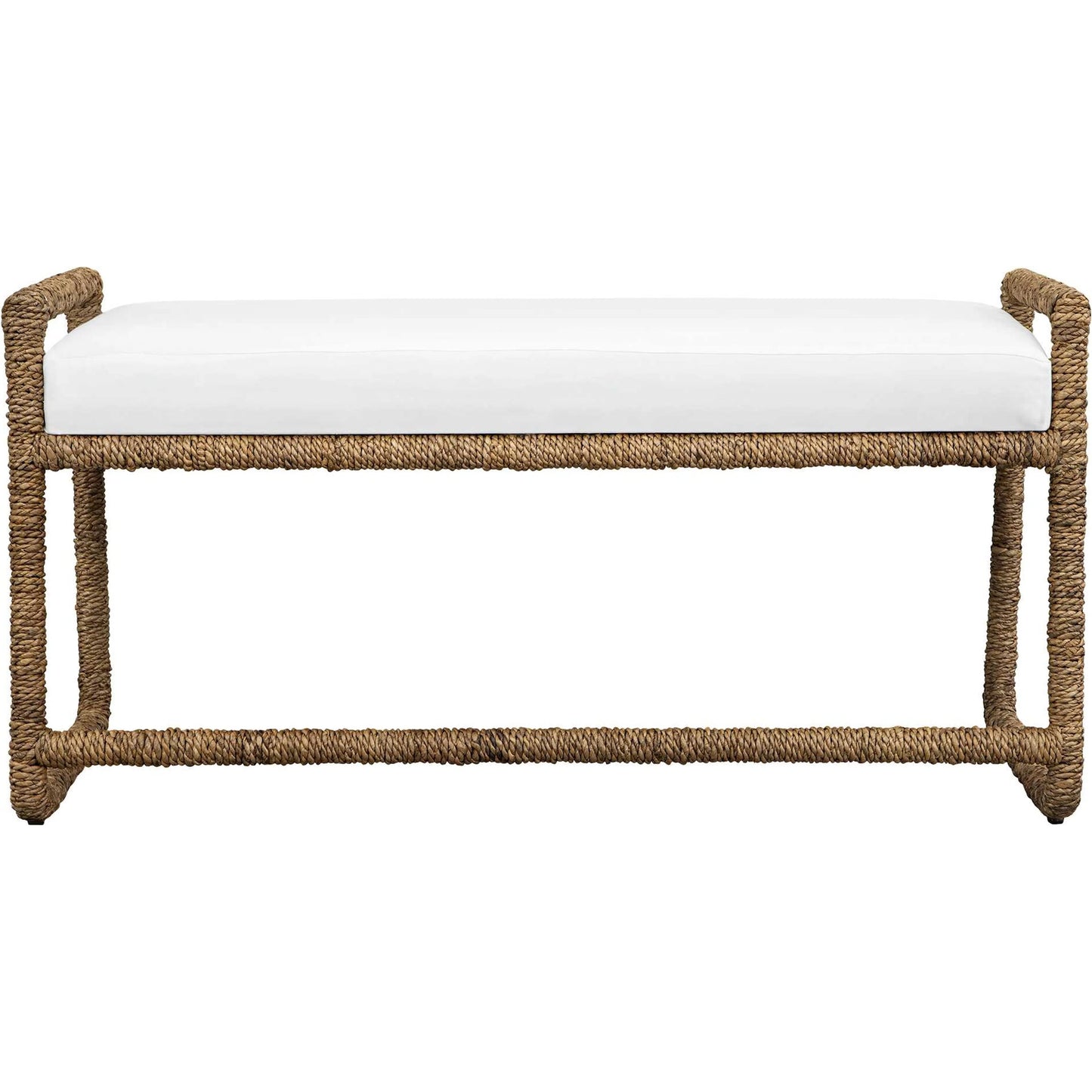 001 SI-2630798 | Additional Silo | Araiza Fabric Bench by Uttermost in brown, white and iron. Made from banana fiber, metal iron in a unique style.