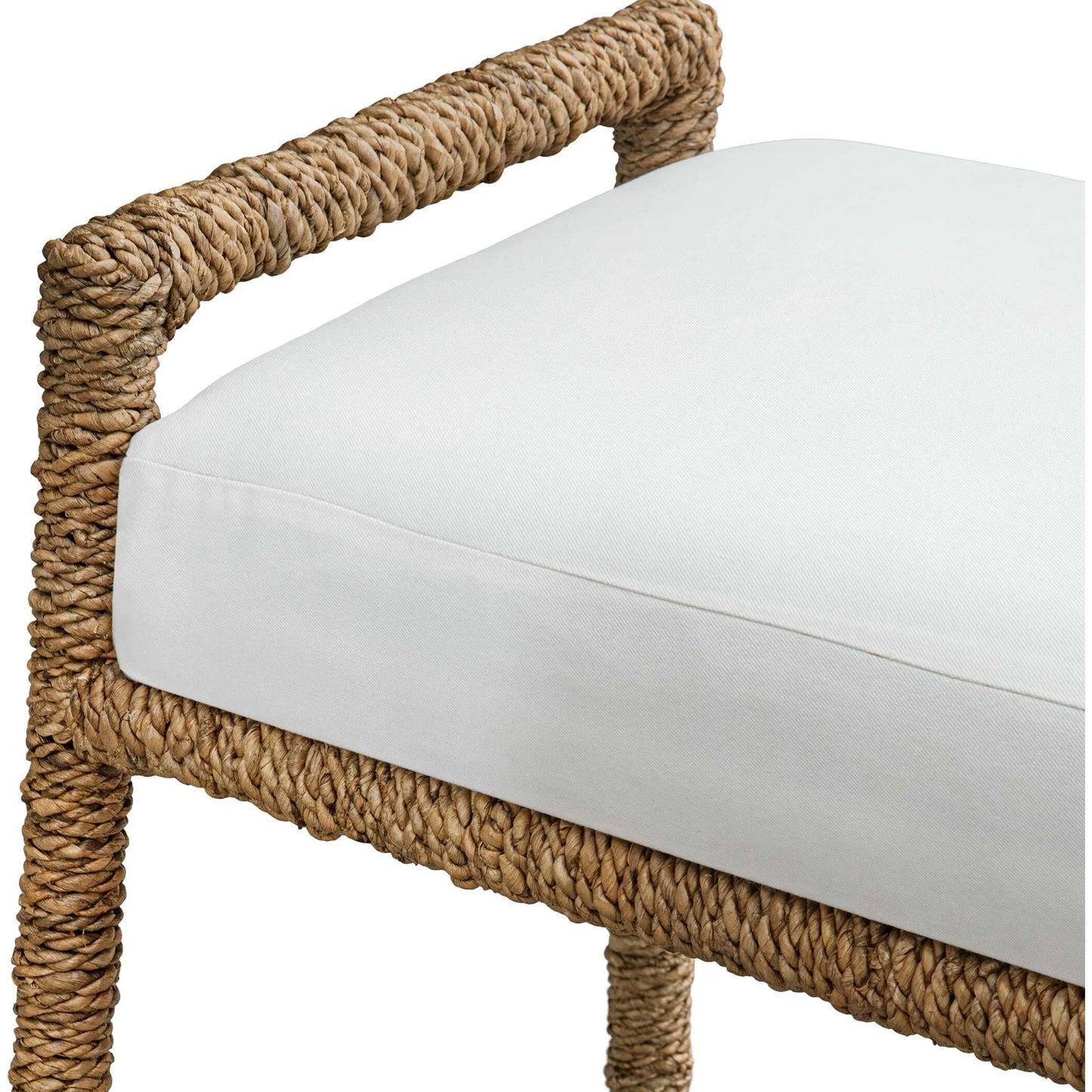 005 SI-2630798 | Unknown | Araiza Fabric Bench by Uttermost in brown, white and iron. Made from banana fiber, metal iron in a unique style.