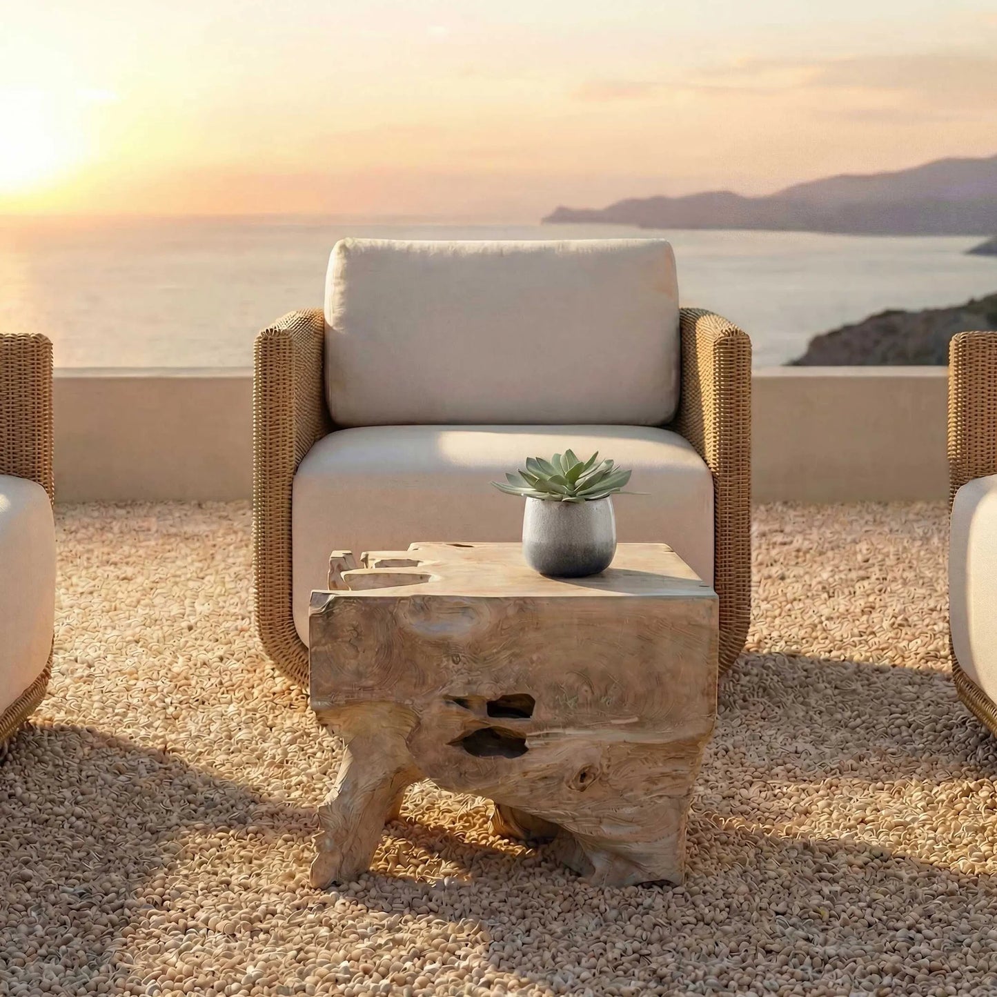 003 SI-2630728 | Lifestyle | Deguara Indoor/Outdoor Coffee Table by Uttermost in woodtone and teak. Made from teak wood in a unique style.