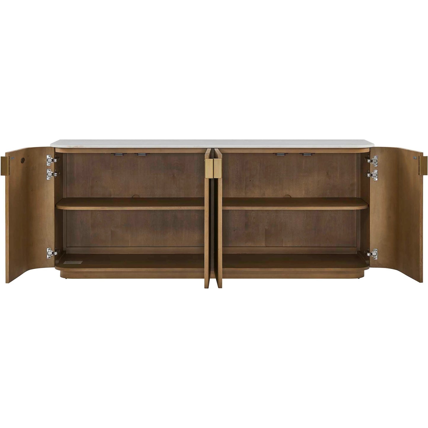 005 SI-2630734 | Unknown | Arik 4 Door Cabinet by Uttermost in woodtone and brass. Made from marble, birch veneer, alder, mdf, plywood, iron in a unique style.