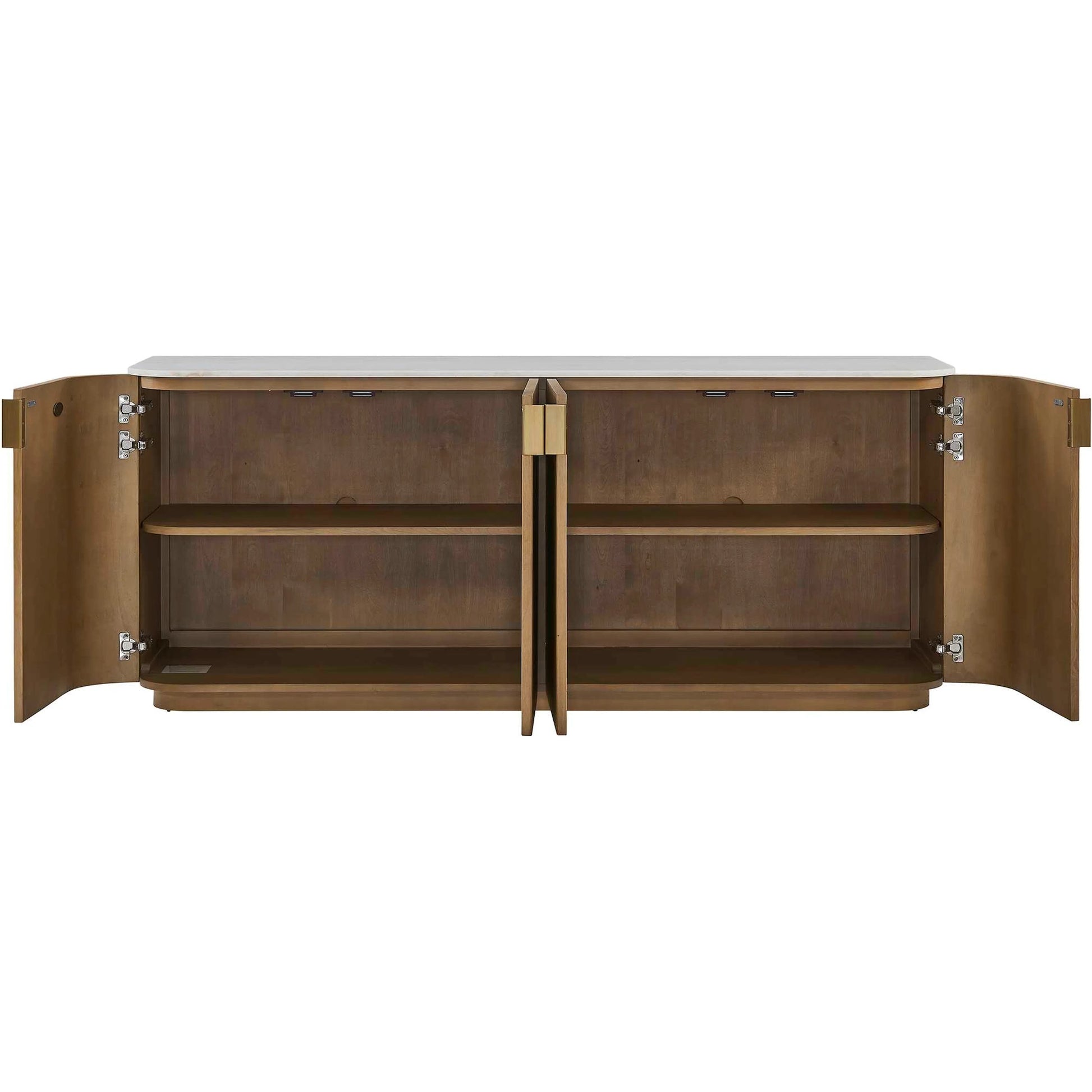 Arik 4 Door Cabinet by Uttermost in woodtone and brass. Made from marble, birch veneer, alder, mdf, plywood, iron in a unique style.