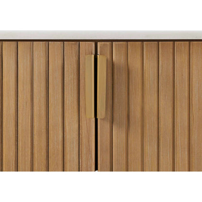 Arik 4 Door Cabinet by Uttermost in woodtone and brass. Made from marble, birch veneer, alder, mdf, plywood, iron in a unique style.