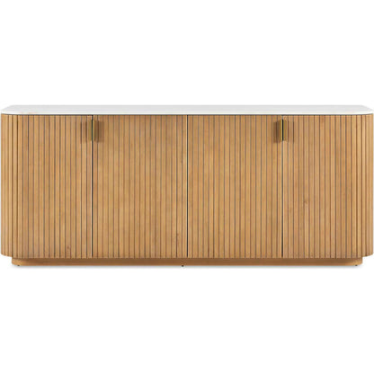 Arik 4 Door Cabinet by Uttermost in woodtone and brass. Made from marble, birch veneer, alder, mdf, plywood, iron in a unique style.
