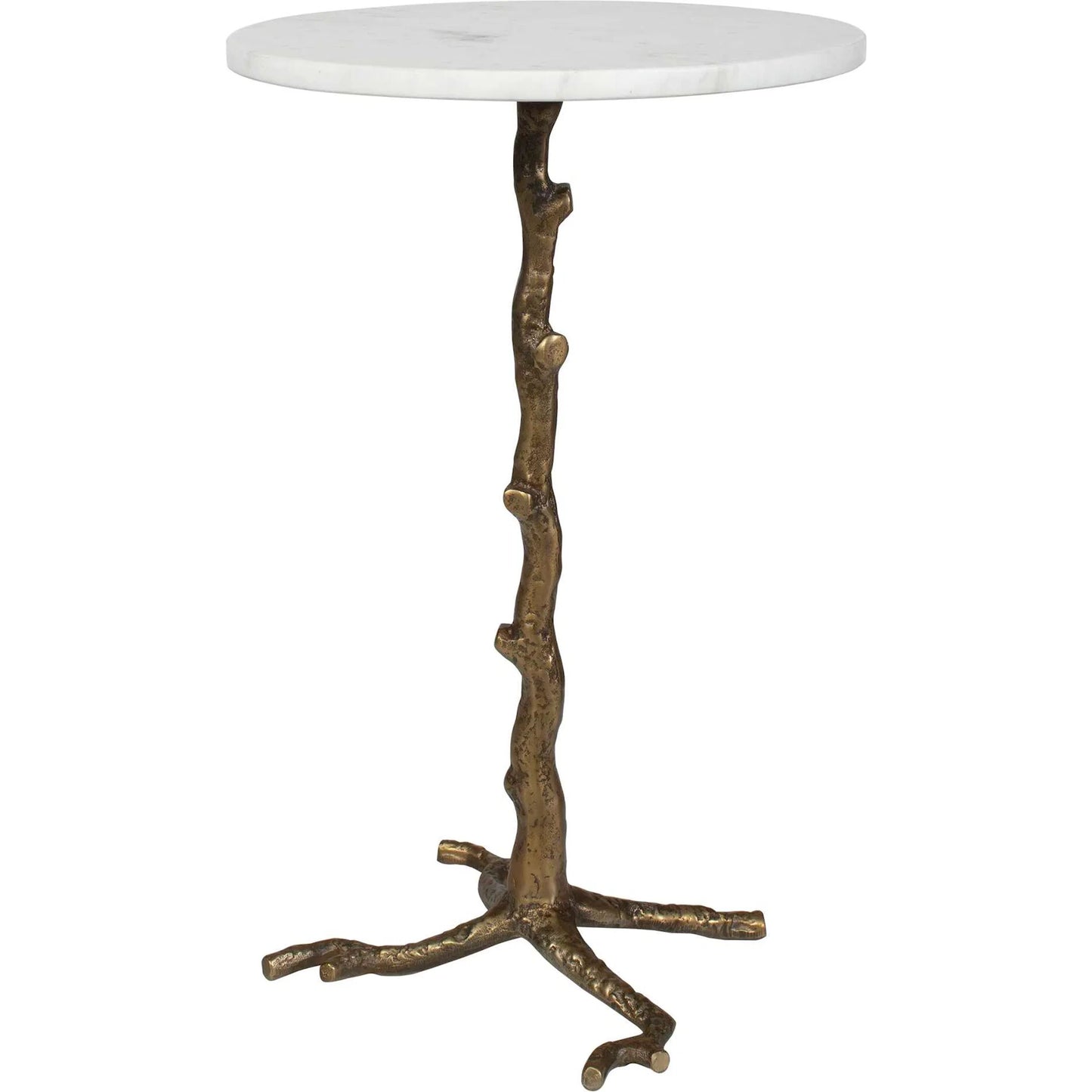 004 SI-2630714 | Unknown | Calais Accent Table by Uttermost in brass, white and brass. Made from aluminium, banswada white mable in a unique style.