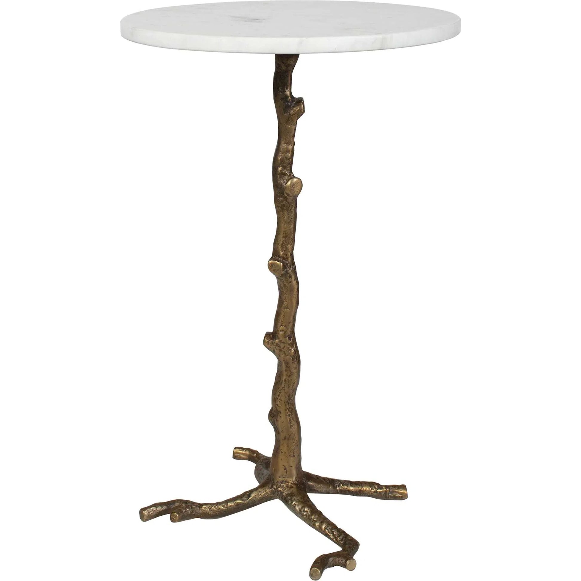 Calais Accent Table by Uttermost in brass, white and brass. Made from aluminium, banswada white mable in a unique style.