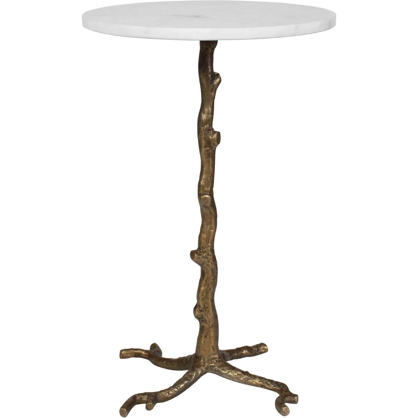 002 SI-2630714 | Closeup | Calais Accent Table by Uttermost in brass, white and brass. Made from aluminium, banswada white mable in a unique style.