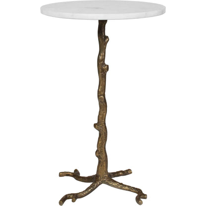 Calais Accent Table by Uttermost in brass, white and brass. Made from aluminium, banswada white mable in a unique style.