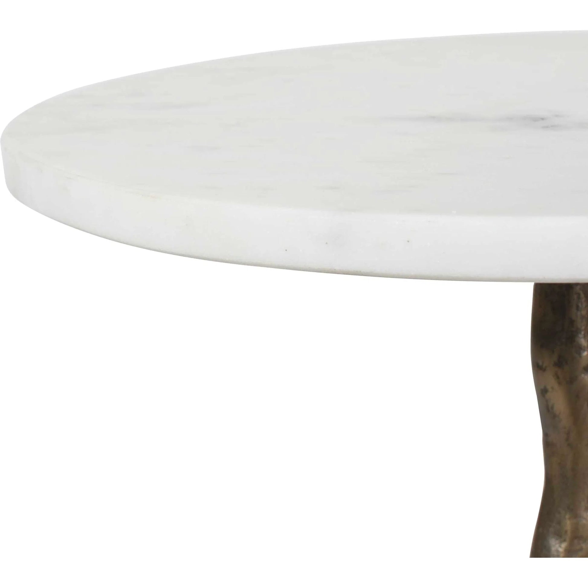 Calais Accent Table by Uttermost in brass, white and brass. Made from aluminium, banswada white mable in a unique style.