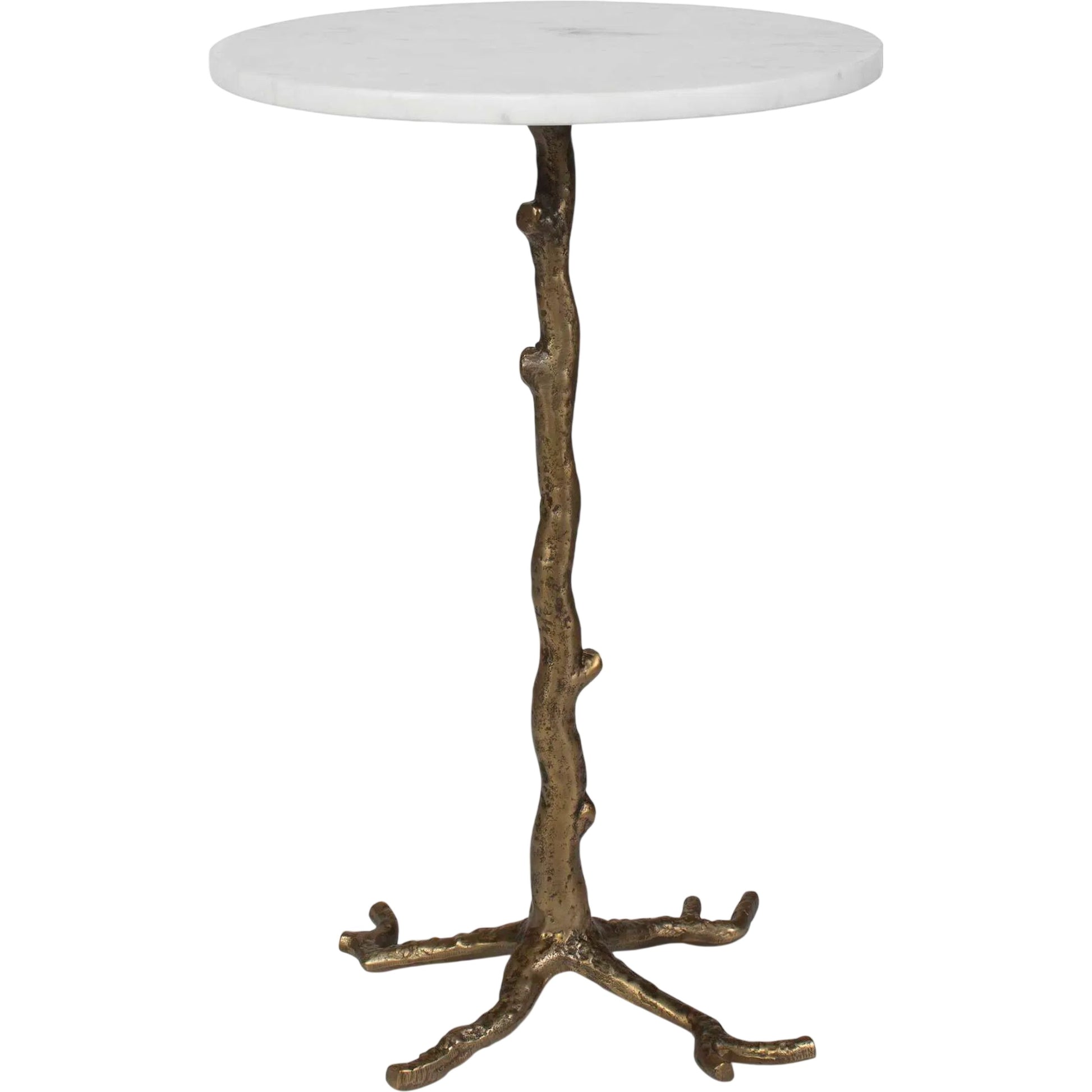 Calais Accent Table by Uttermost in brass, white and brass. Made from aluminium, banswada white mable in a unique style.