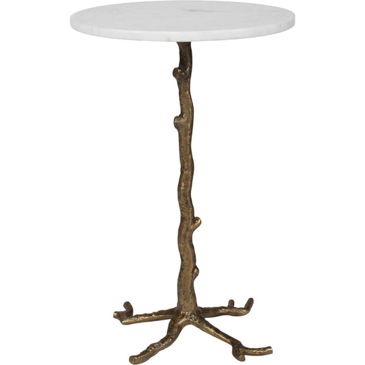 Calais Accent Table by Uttermost in brass, white and brass. Made from aluminium, banswada white mable in a unique style.