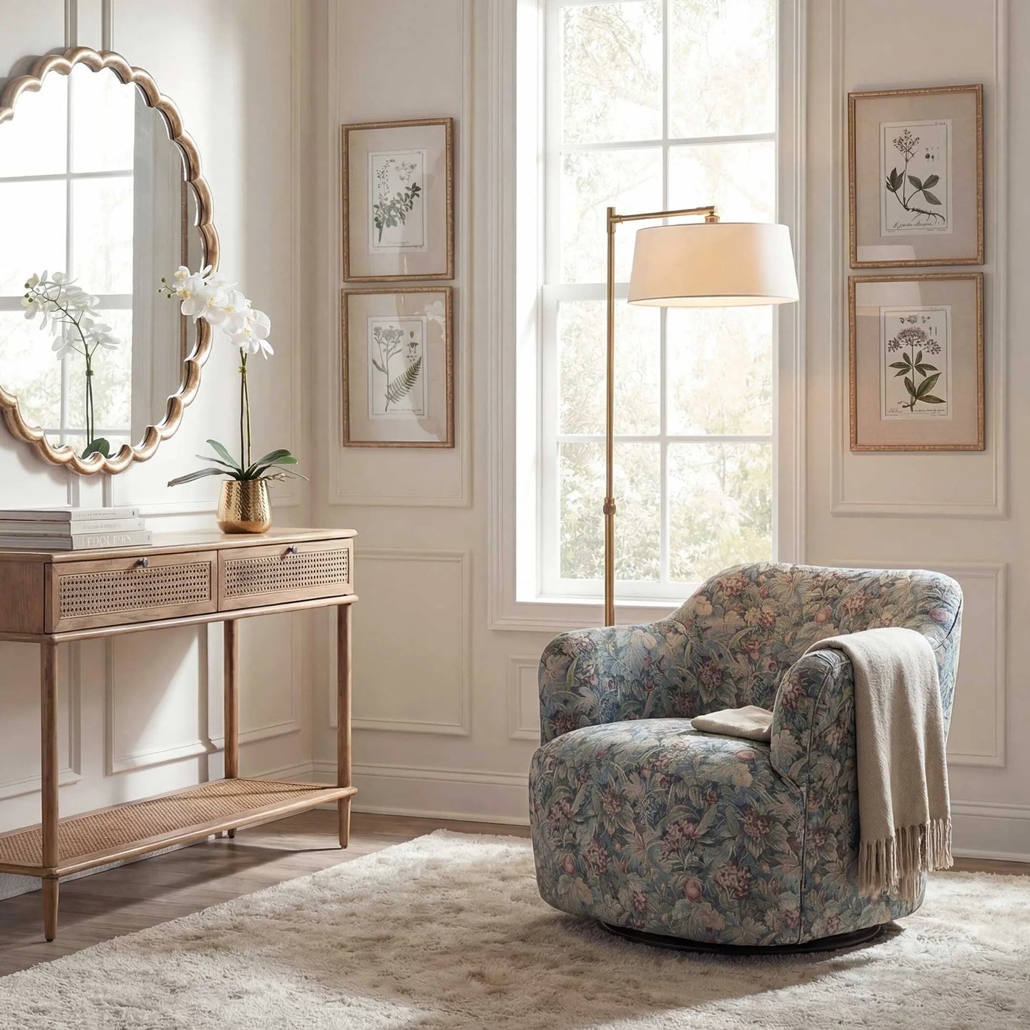 003 SI-2630801 | Lifestyle | Ansel Tapestry Swivel Chair by Uttermost in green and black. Made from eucalyptus wood, plywood, fabric, foam in a unique style.