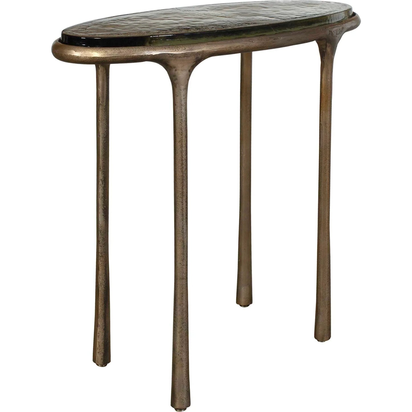 003 SI-2630717 | Primary Silo | Ata Oval Accent Table by Uttermost in brass and brass. Made from aluminium, cast glass in a unique style.