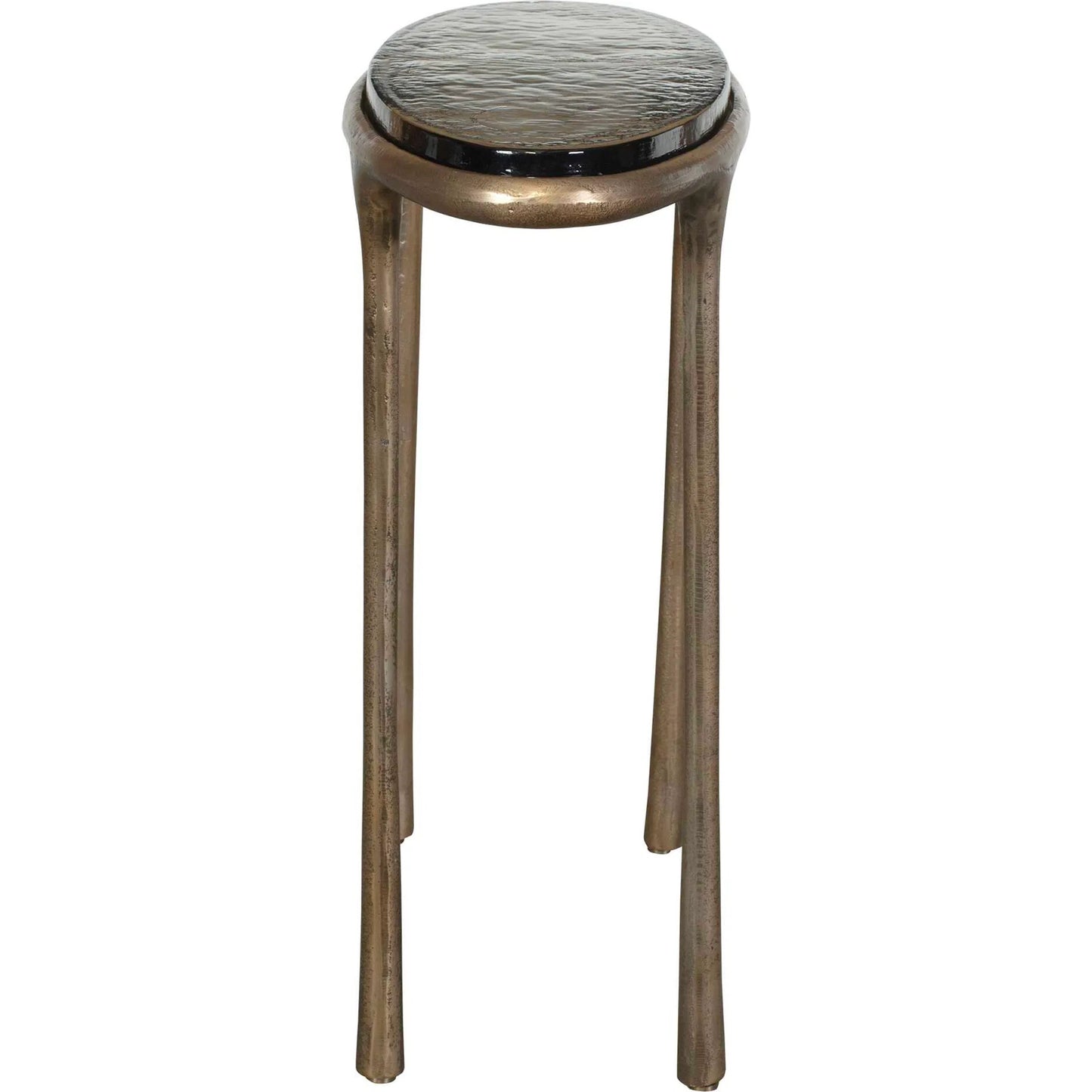 002 SI-2630717 | Closeup | Ata Oval Accent Table by Uttermost in brass and brass. Made from aluminium, cast glass in a unique style.