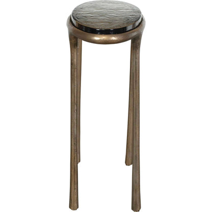 Ata Oval Accent Table by Uttermost in brass and brass. Made from aluminium, cast glass in a unique style.