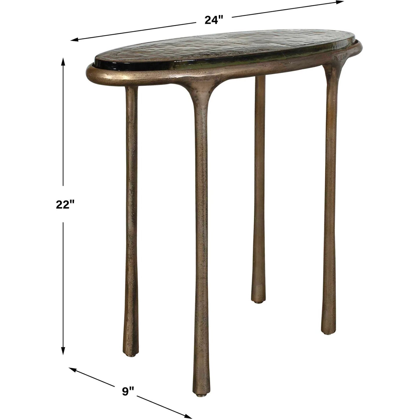 005 SI-2630717 | Unknown | Ata Oval Accent Table by Uttermost in brass and brass. Made from aluminium, cast glass in a unique style.