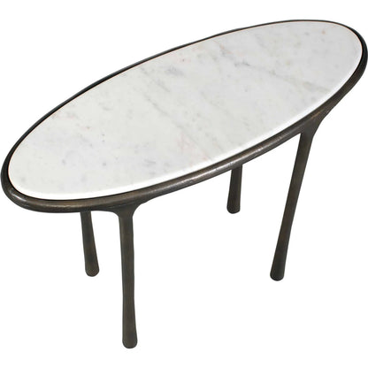 Ata Accent Table by Uttermost in bronze and dark. Made from aluminium, marble in a unique style.