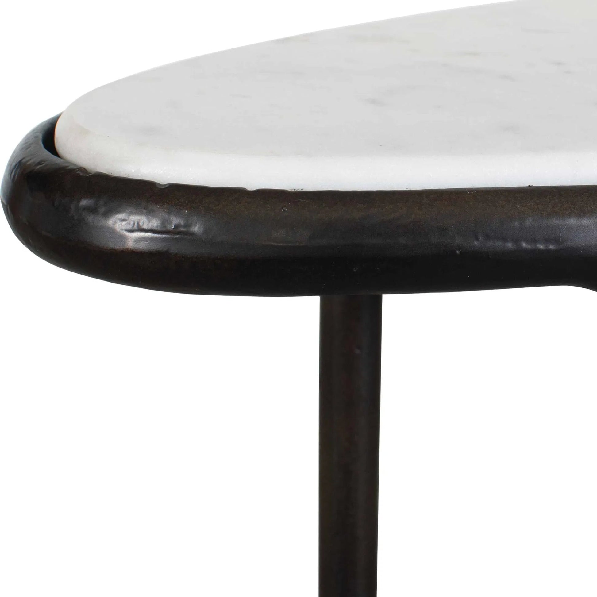Ata Accent Table by Uttermost in bronze and dark. Made from aluminium, marble in a unique style.
