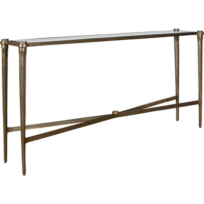 Amara Antique Console Table by Uttermost in brass and brass. Made from aluminium, glass in a unique style.