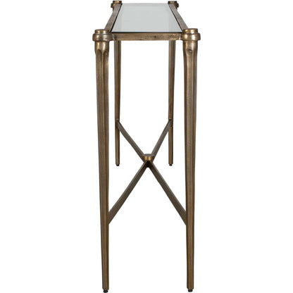 Amara Antique Console Table by Uttermost in brass and brass. Made from aluminium, glass in a unique style.