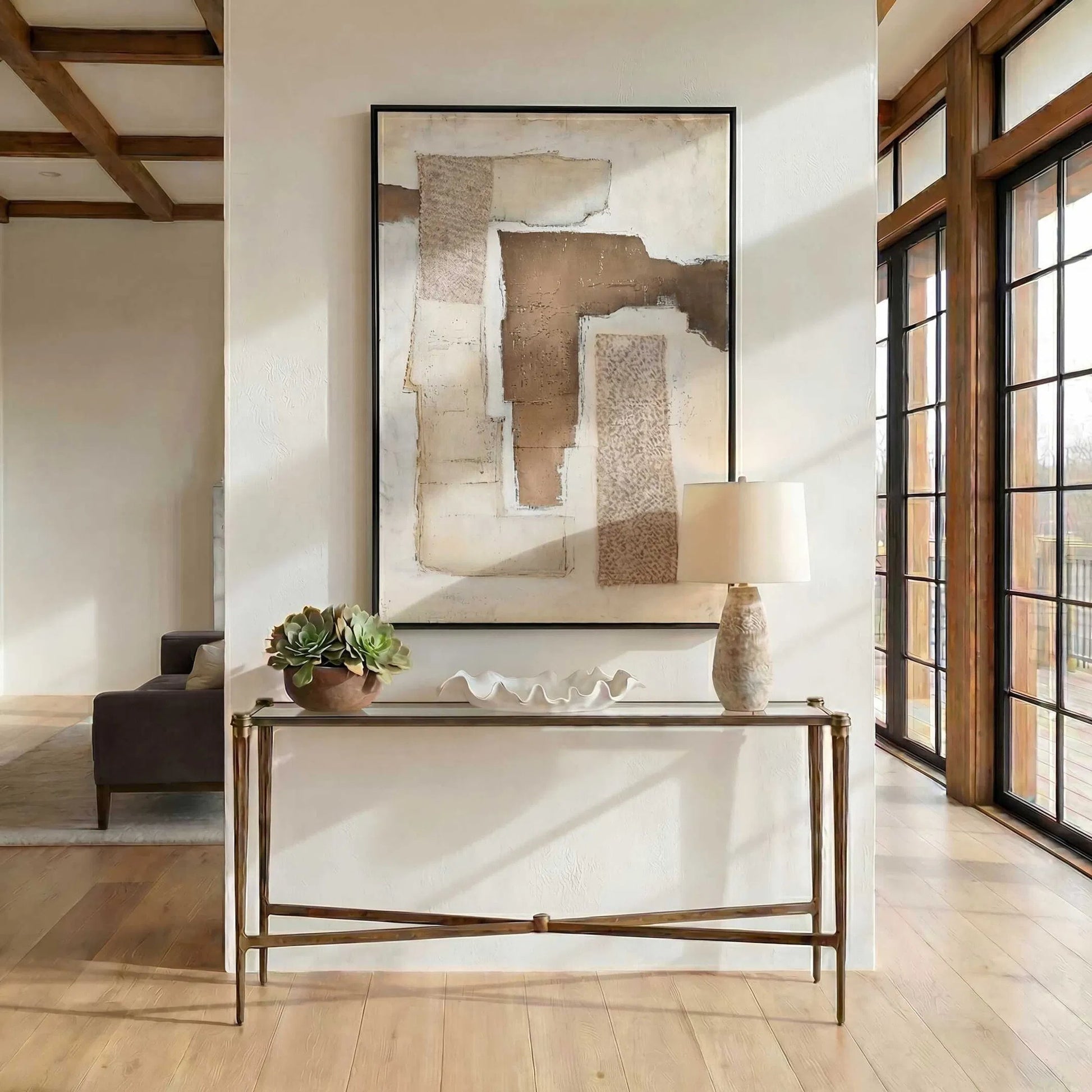 Amara Antique Console Table by Uttermost in brass and brass. Made from aluminium, glass in a unique style.