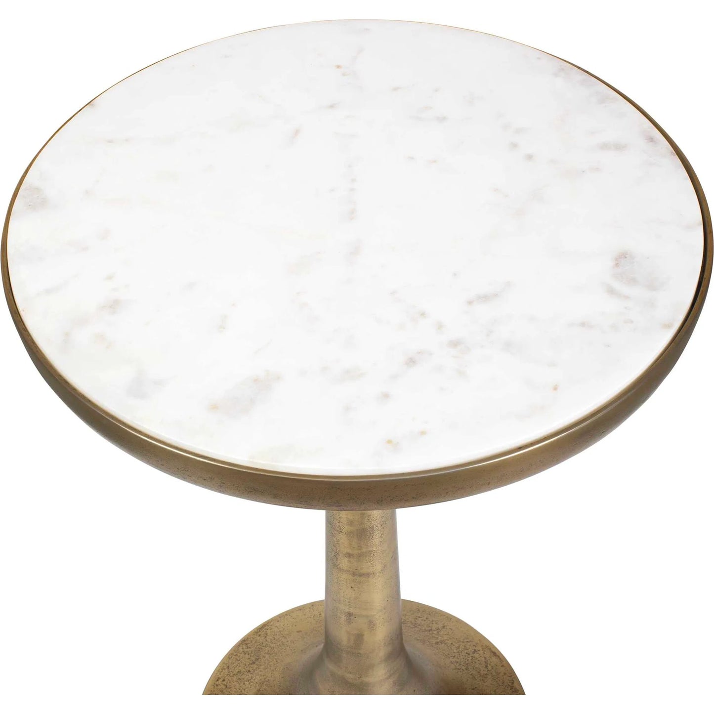 003 SI-2630723 | Closeup | Gianno Round Side Table by Uttermost in brass, white and brass. Made from aluminium, marble, mdf in a unique style.