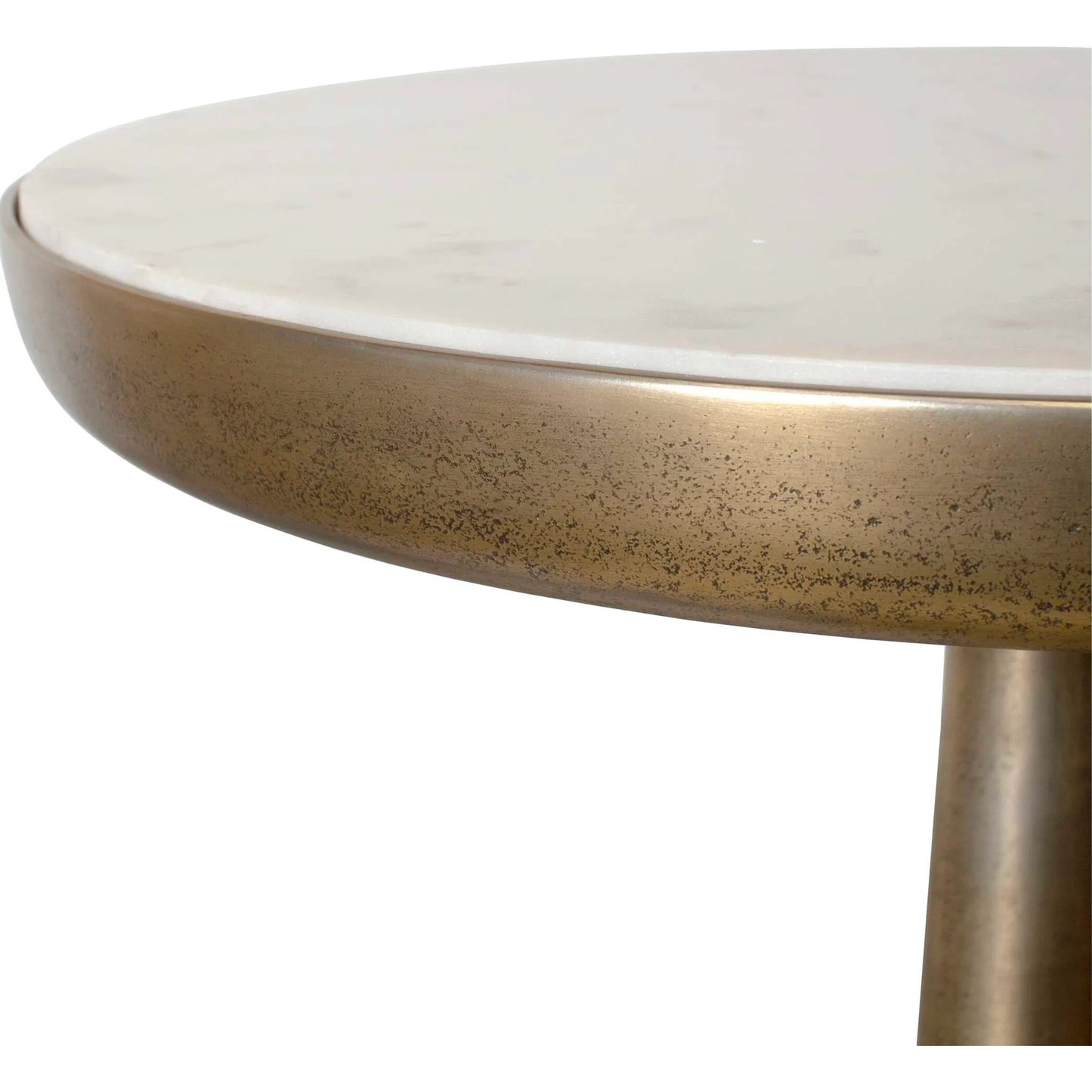 001 SI-2630723 | Closeup | Gianno Round Side Table by Uttermost in brass, white and brass. Made from aluminium, marble, mdf in a unique style.