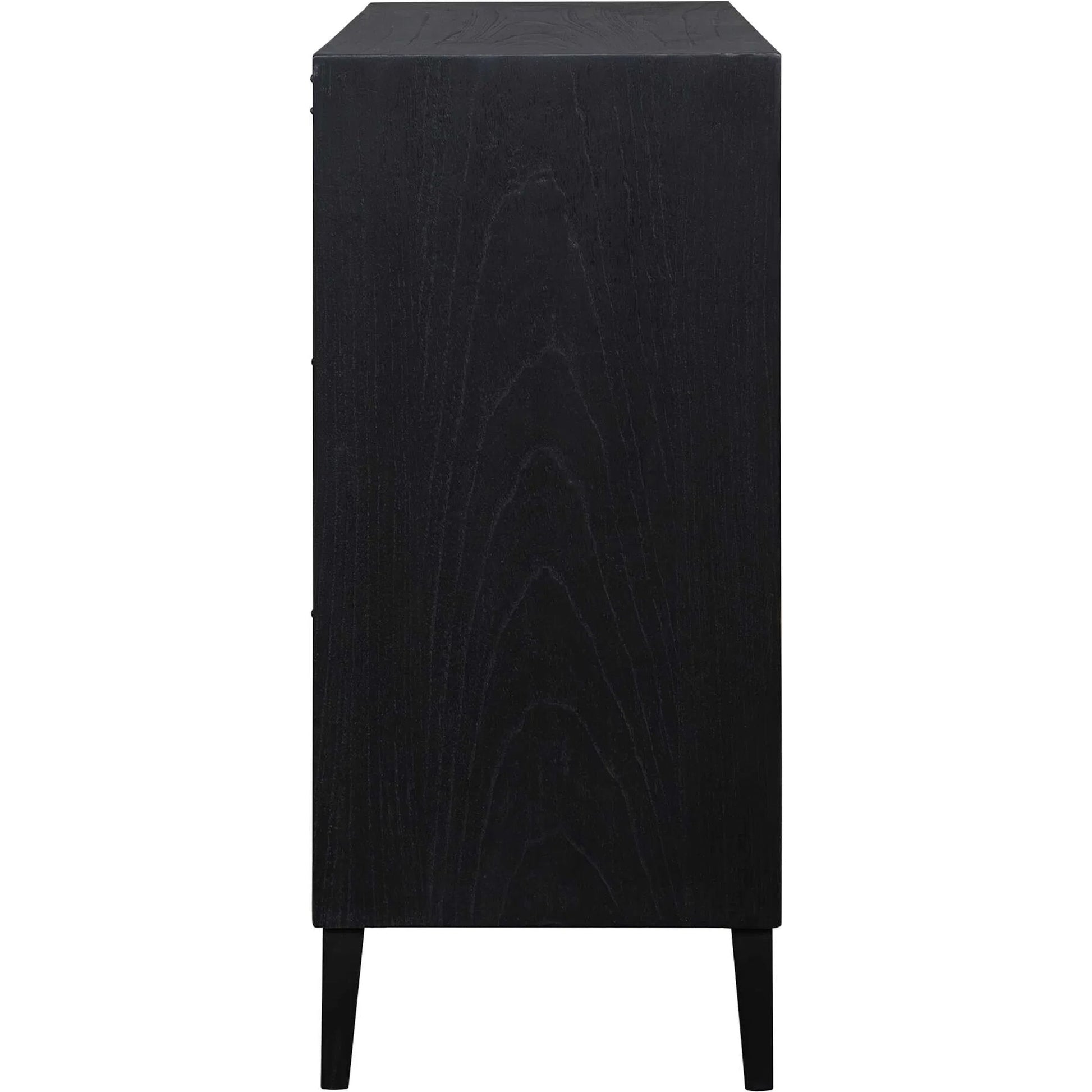 Andrei Root 2 Door Cabinet by Uttermost in black, woodtone and teak. Made from mdf mindi veneer, teak root wood in a unique style.