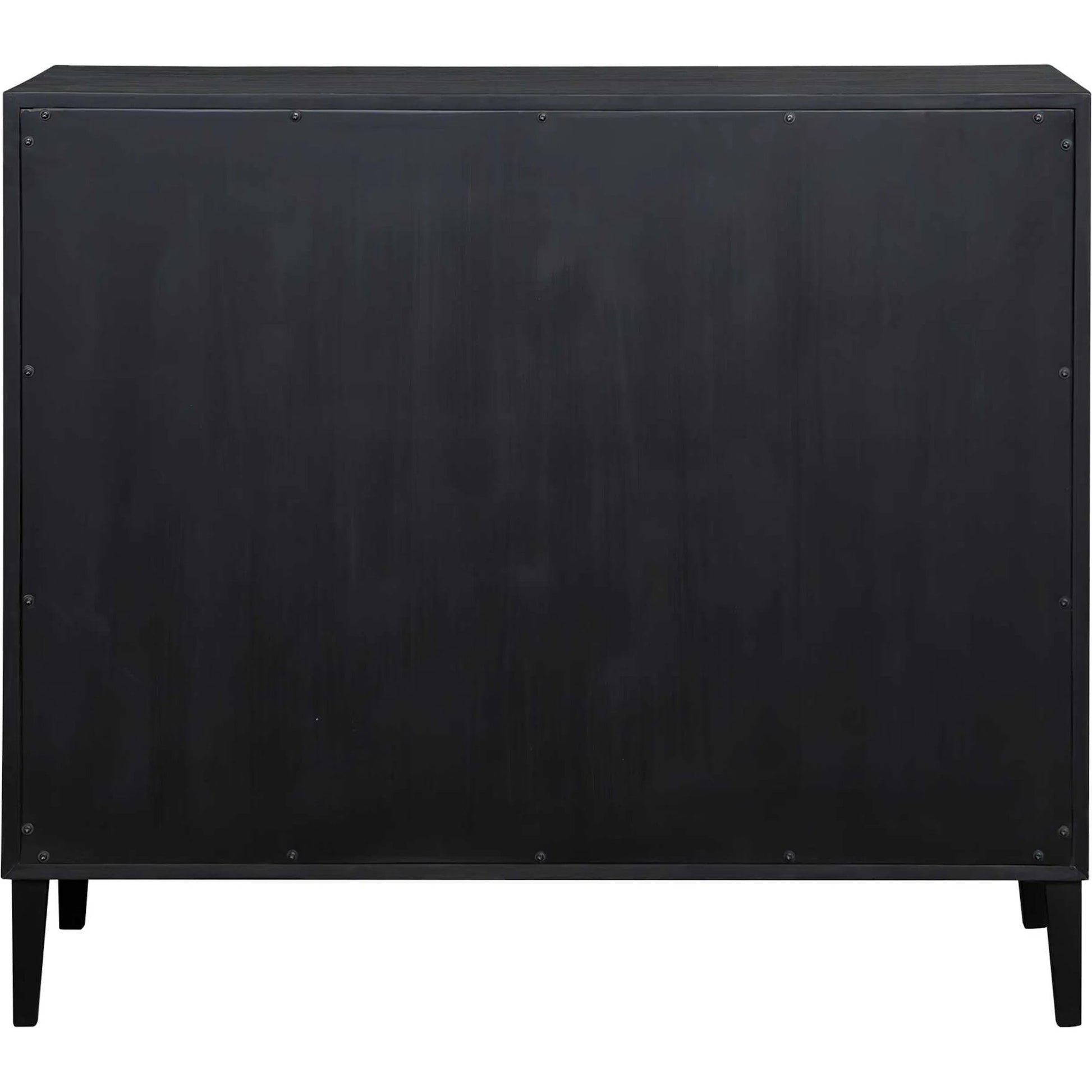 Andrei Root 2 Door Cabinet by Uttermost in black, woodtone and teak. Made from mdf mindi veneer, teak root wood in a unique style.