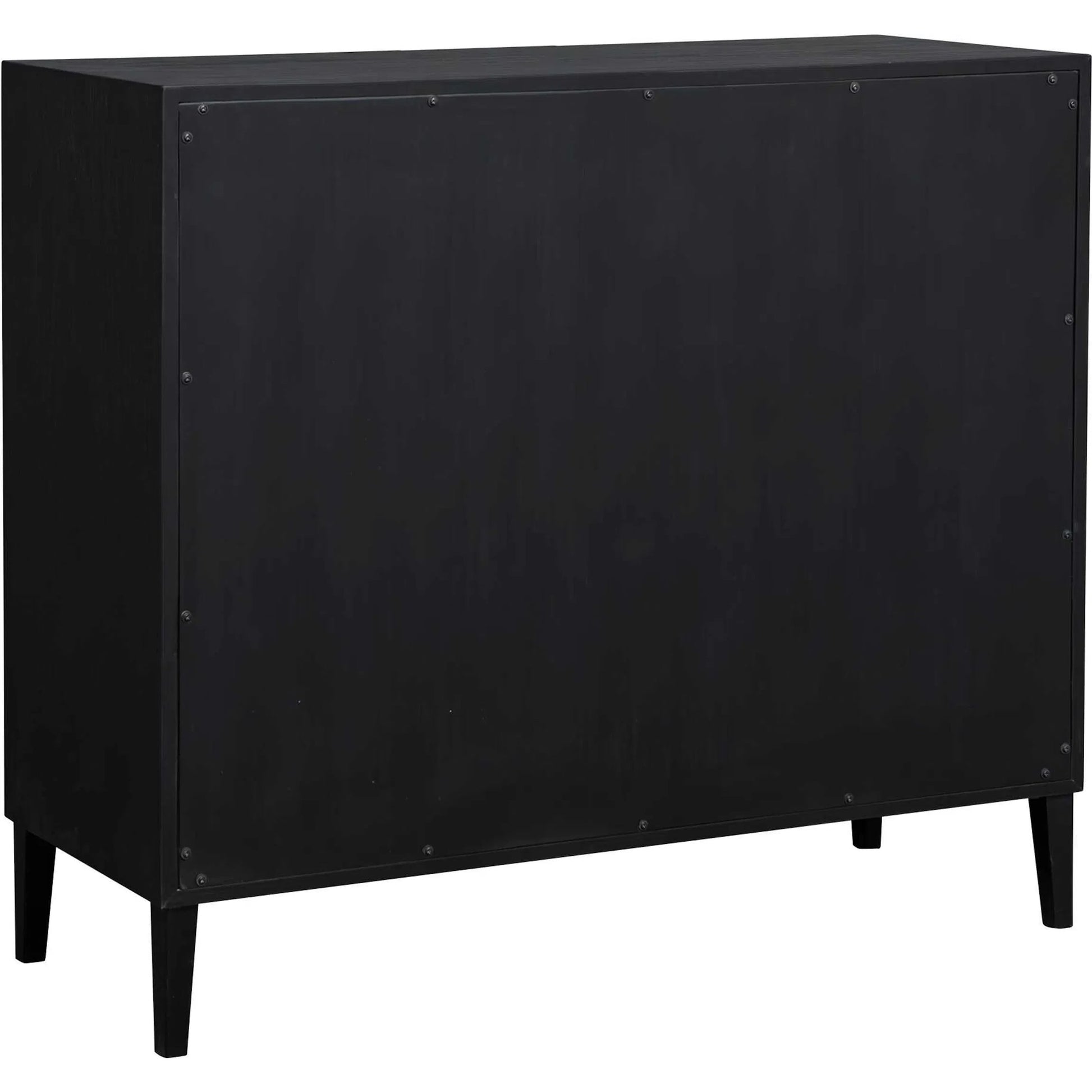 Andrei Root 2 Door Cabinet by Uttermost in black, woodtone and teak. Made from mdf mindi veneer, teak root wood in a unique style.