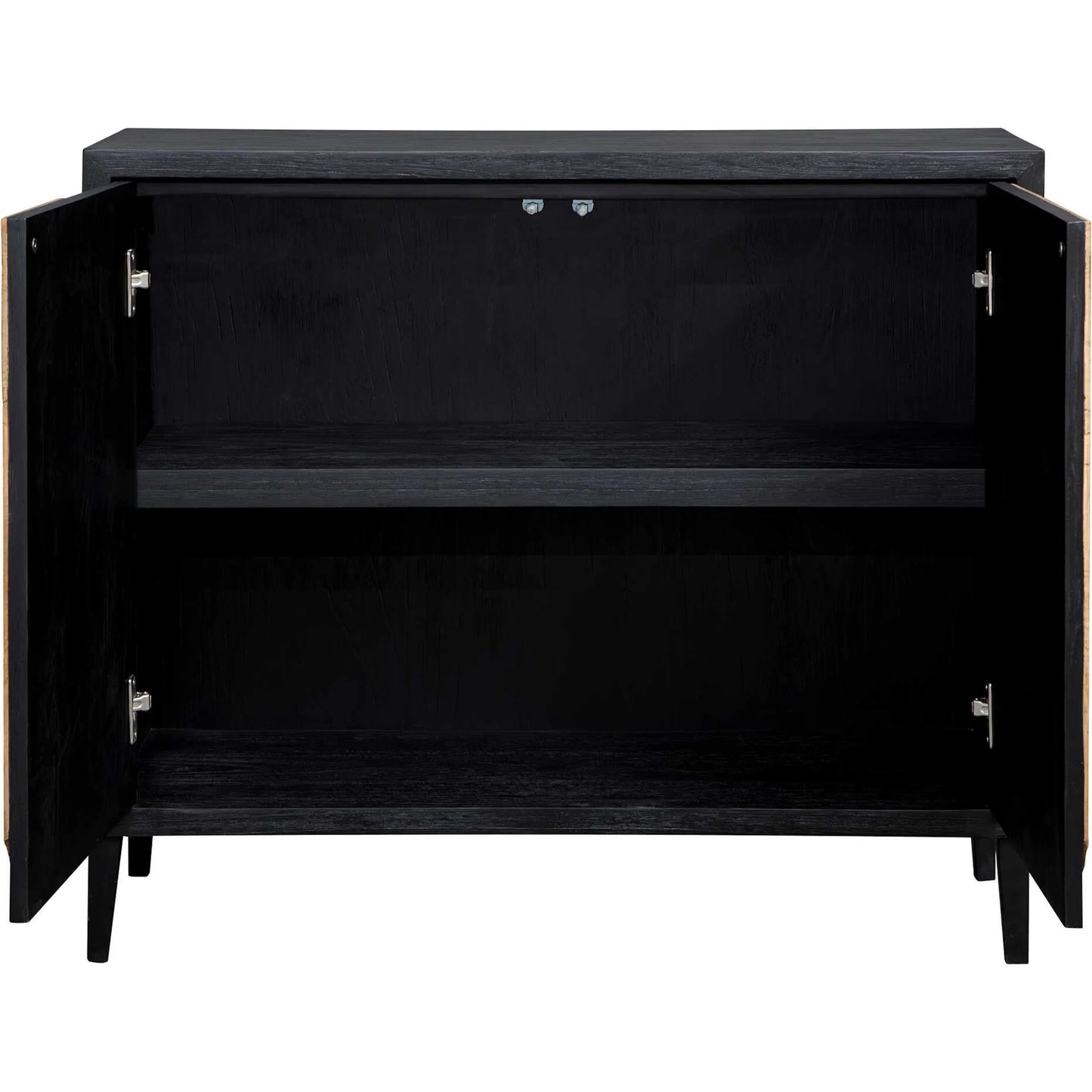 006 SI-2630746 | Unknown | Andrei Root 2 Door Cabinet by Uttermost in black, woodtone and teak. Made from mdf mindi veneer, teak root wood in a unique style.