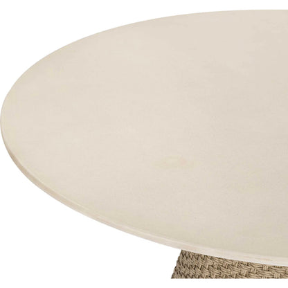 Cardoso Indoor/Outdoor Dining Table by Uttermost in brown, white, woodtone and concrete. Made from foamboard, wicker in a unique style.
