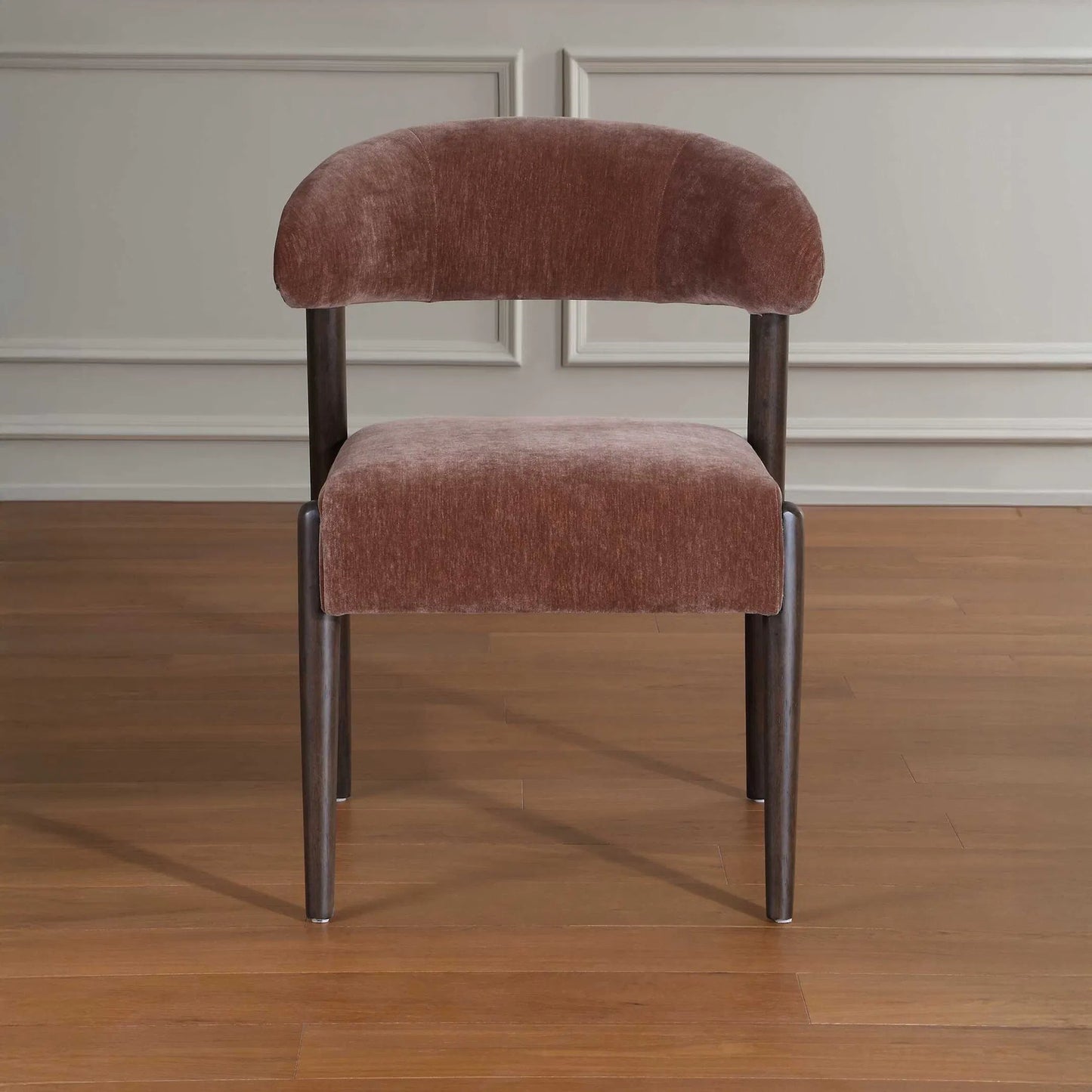 003 SI-2630799 | Lifestyle | Avera Espresso Dining Chair by Uttermost in brown and dark. Made from rubber wood, plywood, foam, fabric in a unique style.