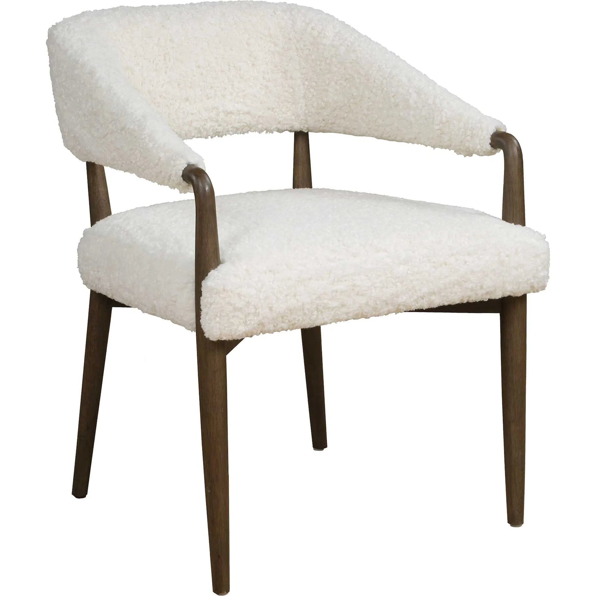 Austell Shearling Dining Chair by Uttermost in brown, white and dark. Made from rubber wood, plywood, foam, fabric in a unique style.